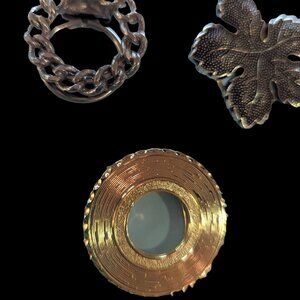 SCARF Clips Lot of 3 Austria *Silver Leaf West Germany *Gold Tone Circle of Life